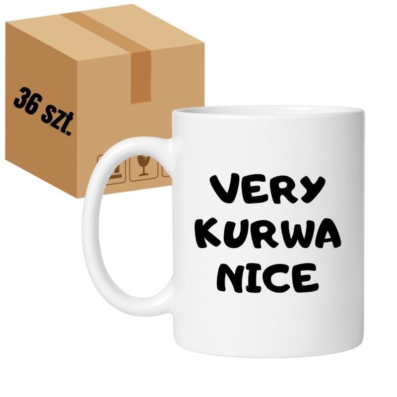 Kubek biały 330 ml z nadrukiem bez cenzury – zestaw 36 sztuk HURT, bestseller sklepu