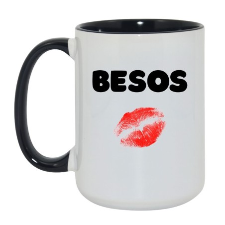 Duży kubek biało czarny 450 ml z napisem besos