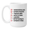 Biały kubek 450 ml z imieniem Natalia akronimy