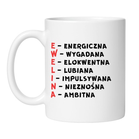 śmieszny kubek z imieniem ewelina