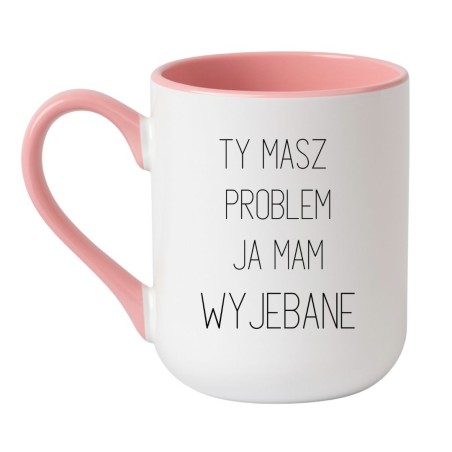 Kubek elegancki biało-różowy 330 ml z nadrukiem bez cenzury – kubek dla kobiet z charakterem