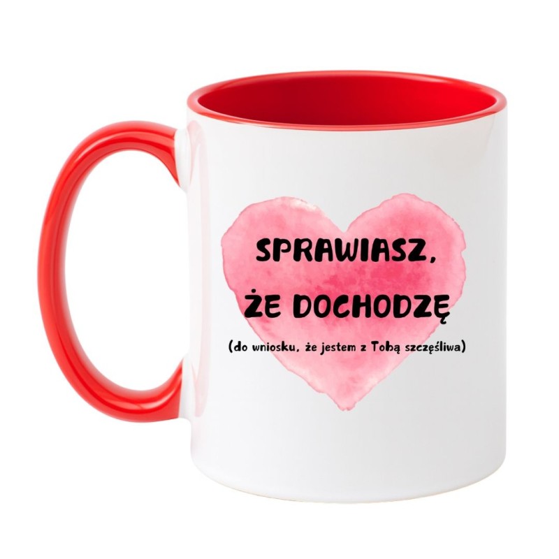 Kubek biało-czerwony 330 ml z zabawną grafiką – humorystyczny kubek dla par do kuchni