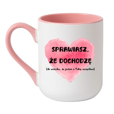 Kubek elegancki biało-różowy 330 ml z zabawnym napisem – romantyczny i dowcipny kubek dla niej