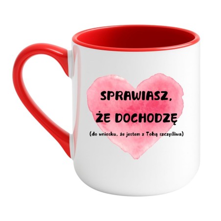 Kubek elegancki biało-czerwony 330 ml z humorystycznym nadrukiem – śmieszny kubek dla par