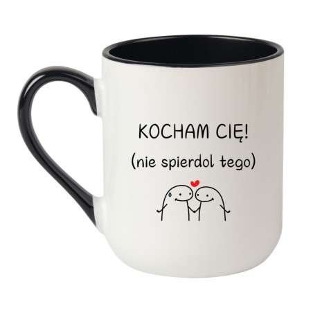 Kubek elegancki biało-czarny 330 ml z nadrukiem bez cenzury – śmieszny kubek do biura
