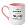Kubek elegancki biało-różowy 330 ml z napisem – śmieszny kubek dla przebojowych kobiet