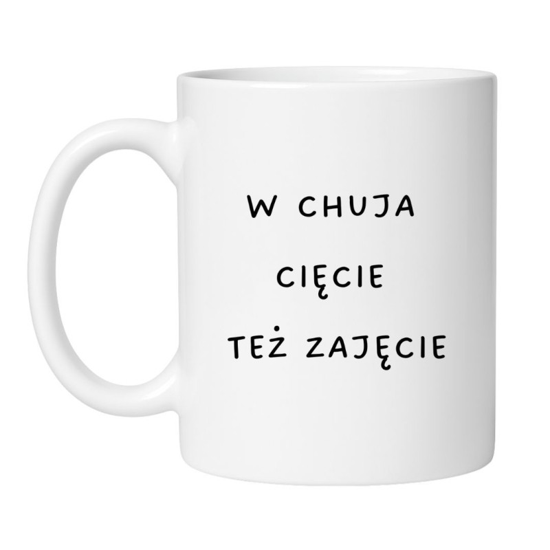 Śmieszny kubek biały 330 ml z wulgarnym nadrukiem – humorystyczny gadżet do biura