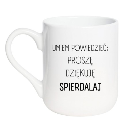 Kubek elegancki biały 330 ml z wulgarnym napisem – chamski kubek bez cenzury, sprawdź bestseller