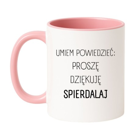 Kubek biało-różowy 330 ml z wulgarnym napisem – śmieszny kubek dla kobiet z humorem
