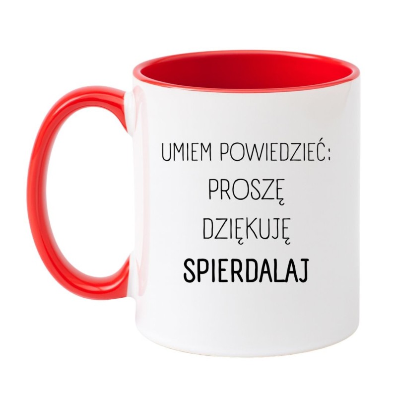 Kubek biało-czerwony 330 ml z chamskim nadrukiem – śmieszny kubek dla dorosłych do kawy