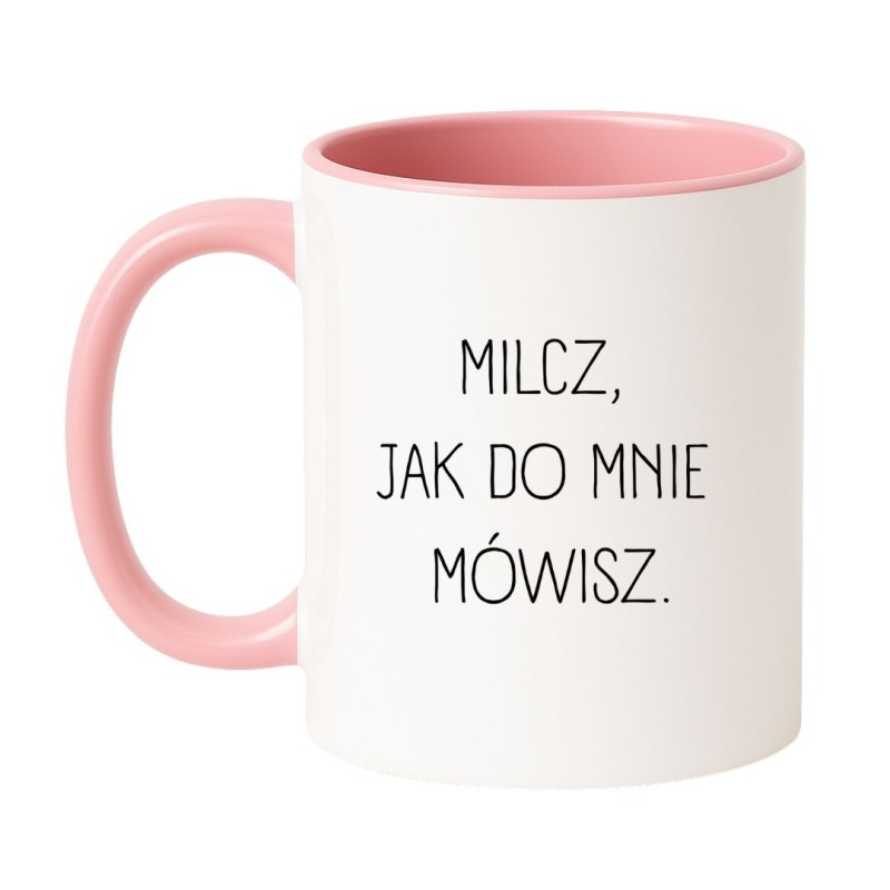 Kubek biało-różowy 330 ml z chamskim napisem – zabawny kubek dla niej, must-have do kawy