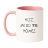Kubek biało-różowy 330 ml z chamskim napisem – zabawny kubek dla niej, must-have do kawy