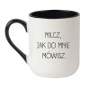 Kubek elegancki biało-czarny 330 ml z chamskim nadrukiem – humorystyczny kubek bez cenzury