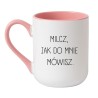 Kubek elegancki biało-różowy 330 ml z napisem bez cenzury – śmieszny kubek z charakterem