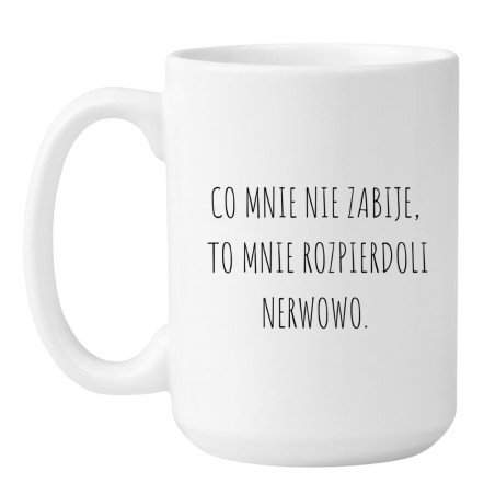 Kubek duży biały 450 ml ze śmiesznym nadrukiem bez cenzury – must-have do kawy