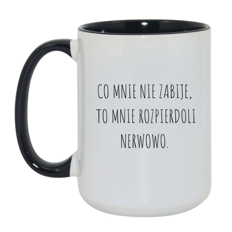 Kubek duży biało-czarny 450 ml z wulgarnym napisem – śmieszny kubek do herbaty