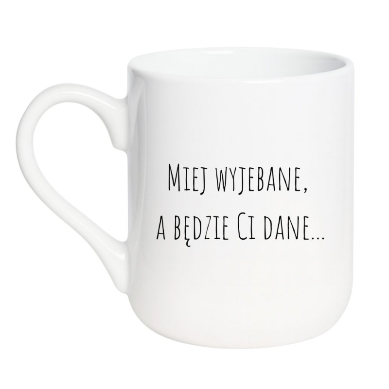 Kubek elegancki biały 330 ml ze śmiesznym motywem – must-have dla kawosza