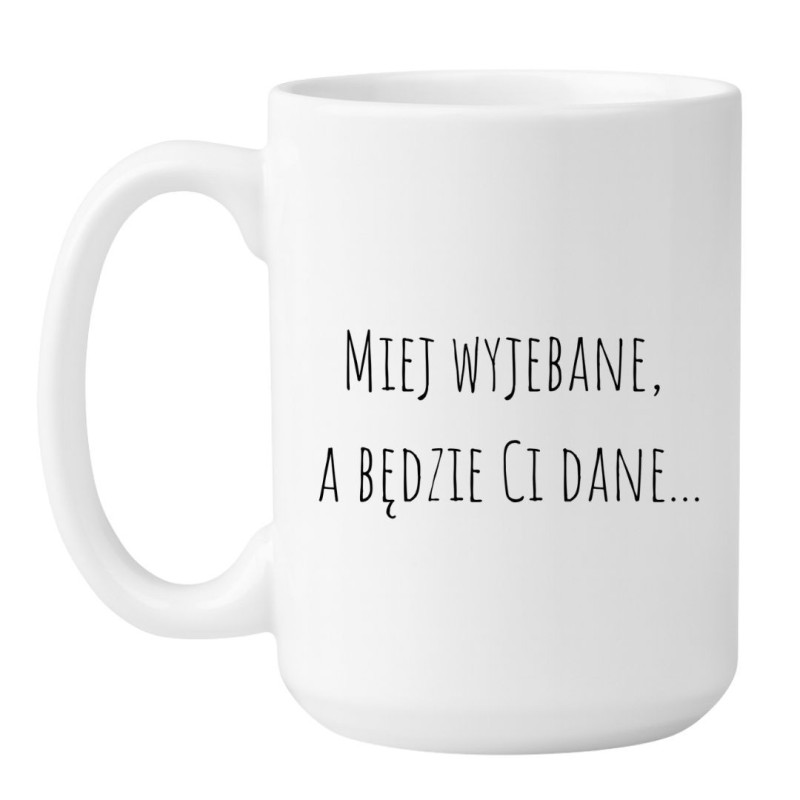 Kubek duży biały 450 ml z nadrukiem bez cenzury – chamski kubek do pracy