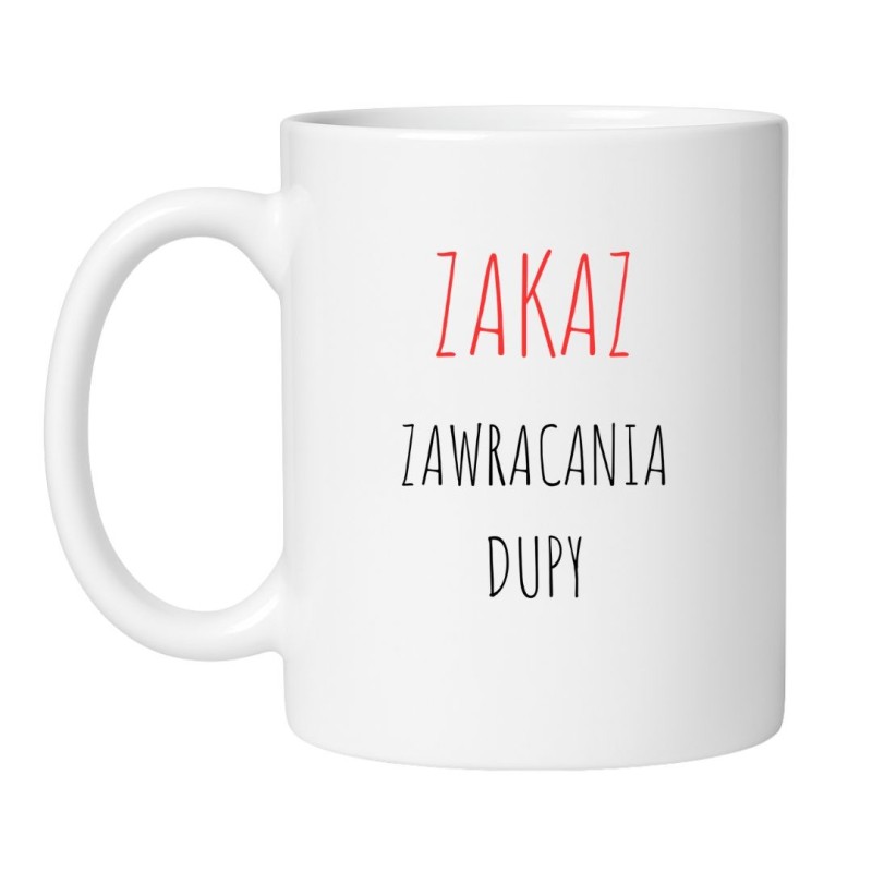 Śmieszny kubek biały 330 ml z napisem bez cenzury – doskonały gadżet dla pracownika