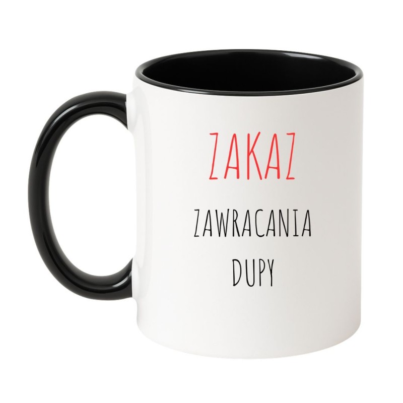 Kubek biało-czarny 330 ml z chamskim napisem – śmieszny kubek do kawy lub biura