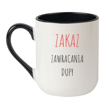 Kubek elegancki biało-czarny 330 ml z napisem bez cenzury – chamski kubek do kawy