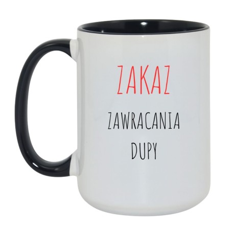 Kubek duży biało-czarny 450 ml z chamskim napisem – kubek bez cenzury dla biura