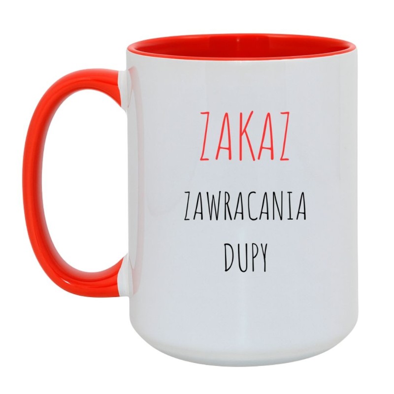 Kubek duży biało-czerwony 450 ml z chamskim motywem – humorystyczny kubek do kawy