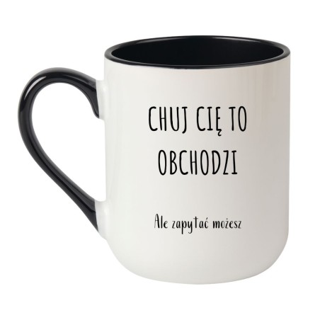 Kubek elegancki biało-czarny 330 ml z chamskim nadrukiem – śmieszny kubek do biura