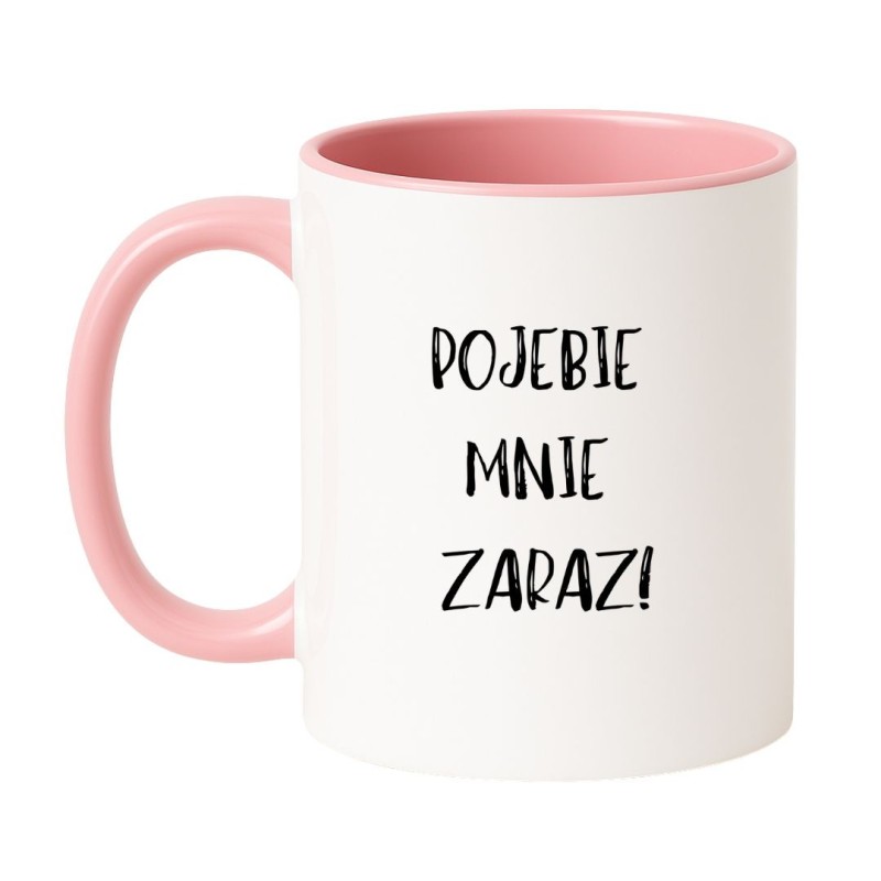 Kubek biało-różowy 330 ml z chamskim napisem – śmieszny kubek dla koleżanki