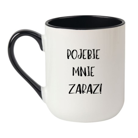 Kubek elegancki biało-czarny 330 ml z chamskim nadrukiem – kubek dla ludzi z dystansem