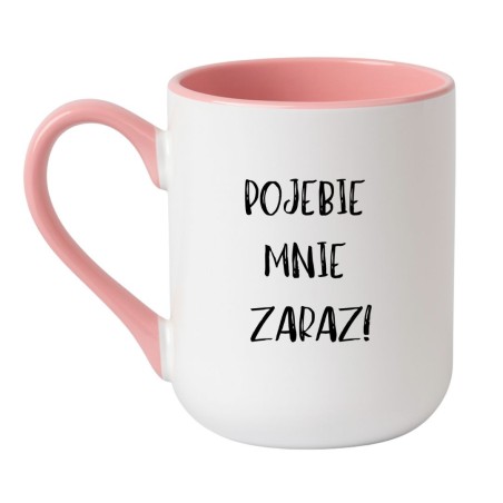 Kubek elegancki biało-różowy 330 ml z nadrukiem bez cenzury – śmieszny prezent bez tabu