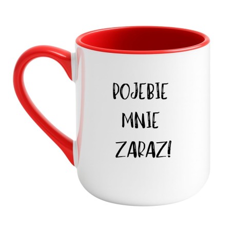Kubek elegancki biało-czerwony 330 ml z wulgarnym motywem – śmieszny kubek biurowy