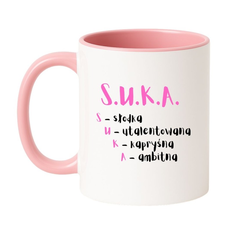 Kubek z zabawnym rozwinięciem skrótu S.U.K.A.