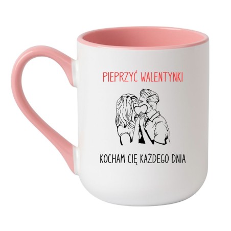Kubek elegancki biało-różowy 330 ml z pikantnym nadrukiem – zabawny kubek dla niej