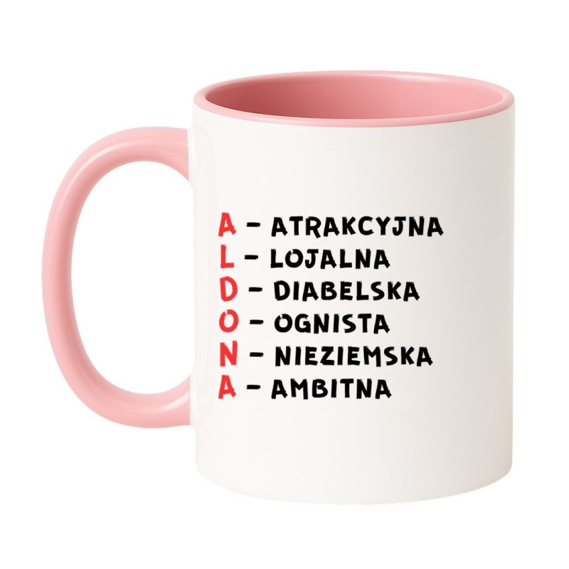 ceramiczny kubek aldona z trwałym nadrukiem, idealny dla ognistej i nieziemskiej kobiety kochającej humor