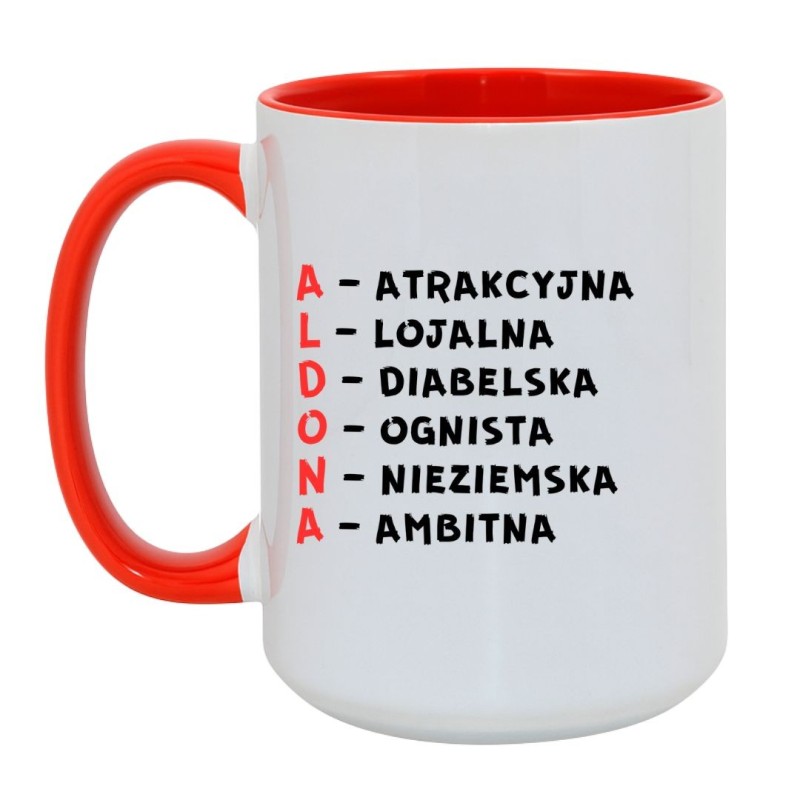 personalizowany kubek aldona dla kobiety, która lubi wyjątkowe i zabawne dodatki