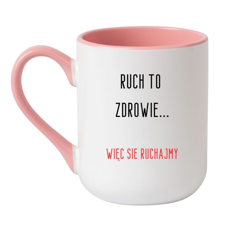 Kubek elegancki biało-różowy 330 ml z humorystycznym napisem – śmieszny kubek do kawy