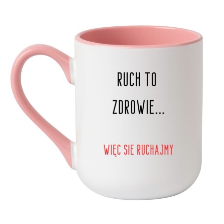 Kubek elegancki biało-różowy 330 ml z humorystycznym napisem – śmieszny kubek do kawy