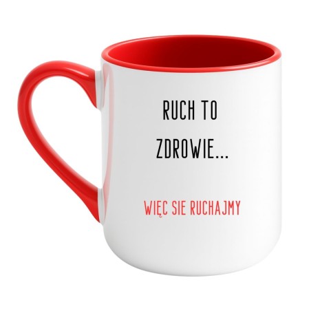 Kubek elegancki biało-czerwony 330 ml z nadrukiem bez cenzury – doskonały prezent dla znajomego
