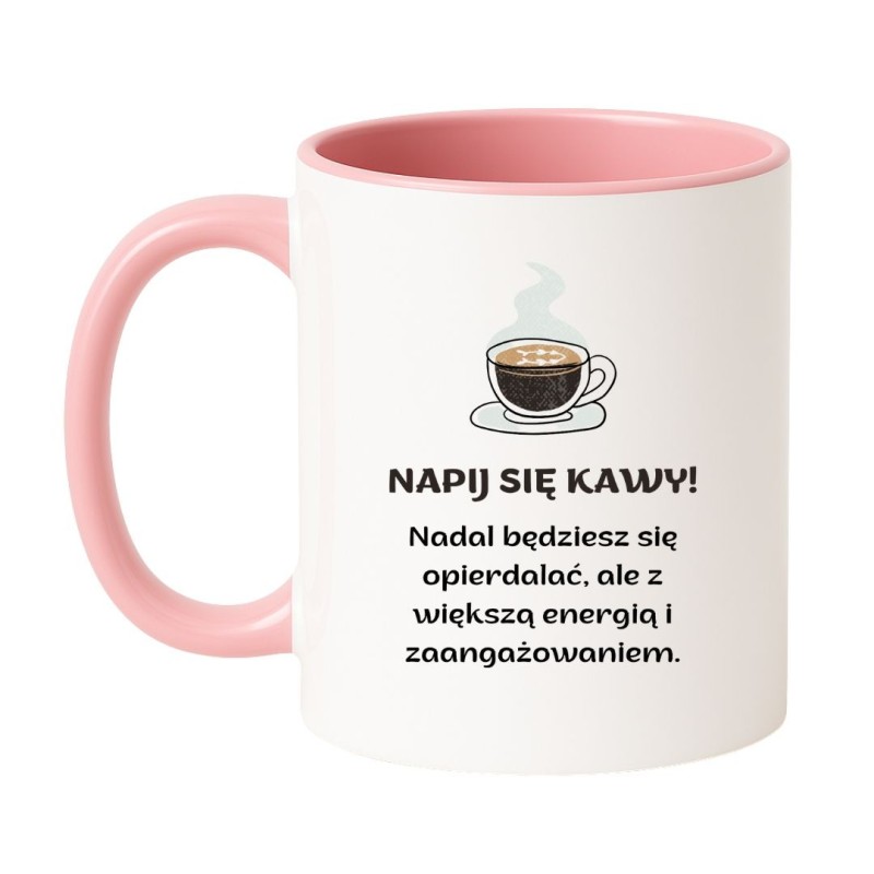 Kubek biało-różowy 330 ml z nadrukiem bez cenzury – śmieszny kubek dla dorosłych, must-have dla biura