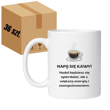 Kubek biały 330 ml z nadrukiem bez cenzury – zestaw 36 sztuk HURT, śmieszne kubki do kawiarni
