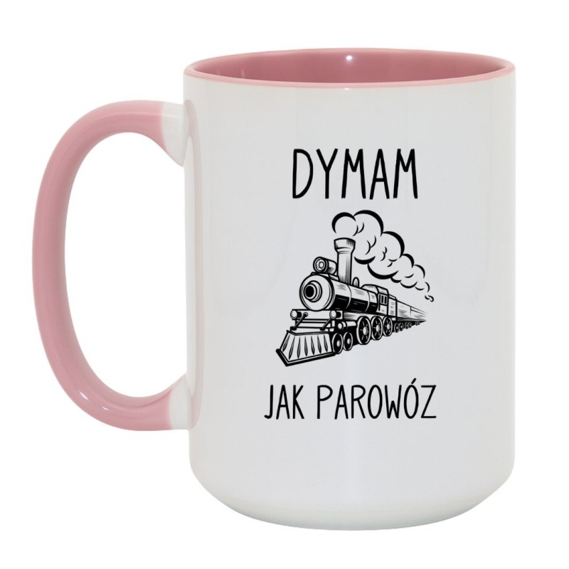 Kubek duży biało-różowy 450 ml z nadrukiem bez cenzury – chamski kubek dla fanów czarnego humoru