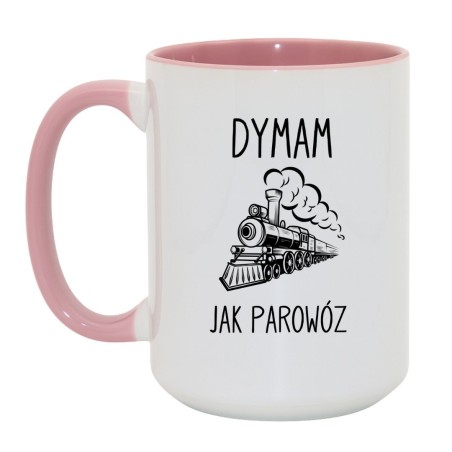 Kubek duży biało-różowy 450 ml z nadrukiem bez cenzury – chamski kubek dla fanów czarnego humoru