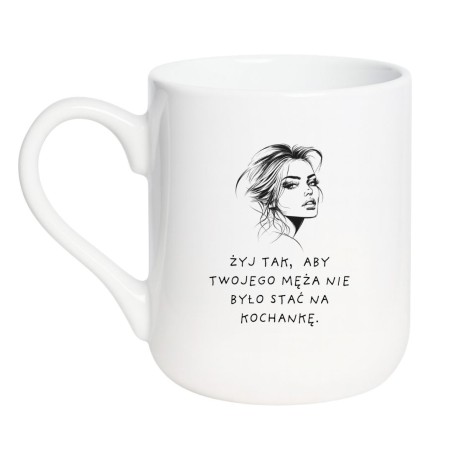Kubek elegancki biały 330 ml z motywem kobiety – stylowy dodatek, sprawdź bestseller.