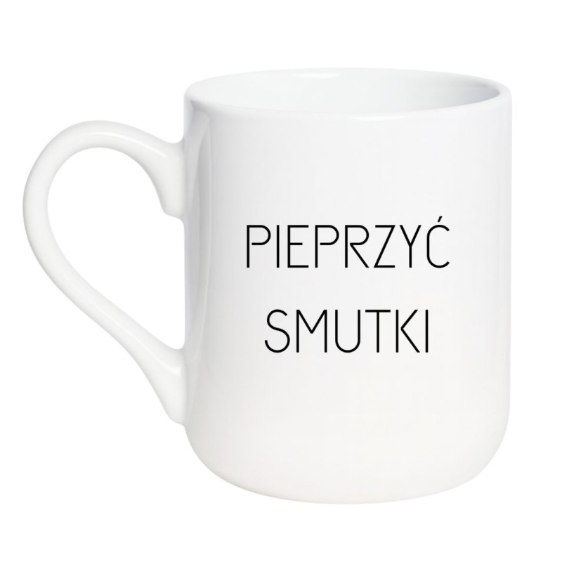Kubek elegancki biały 330 ml z chamskim nadrukiem – odważny gadżet dla fanów humoru.