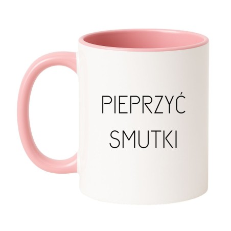 Kubek biało-różowy 330 ml z napisem bez cenzury – śmieszny prezent dla przyjaciółki.