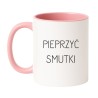 Kubek biało-różowy 330 ml z napisem bez cenzury – śmieszny prezent dla przyjaciółki.