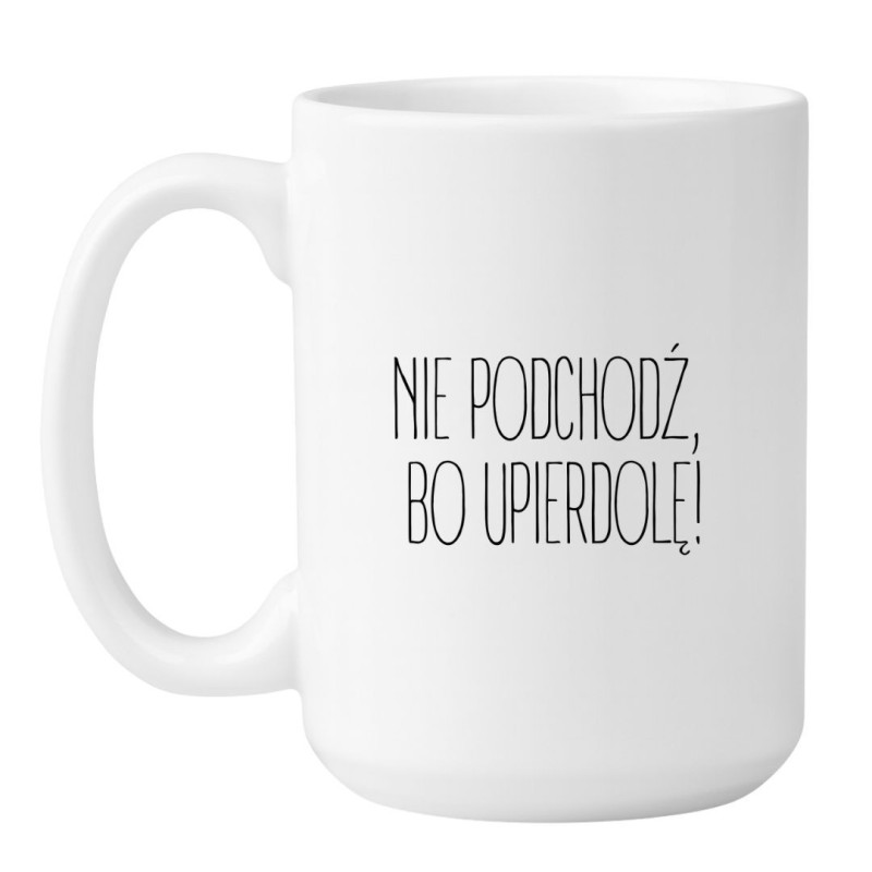 Kubek duży biały 450 ml z chamskim napisem – mocny kubek do pracy, kubek bez cenzury.