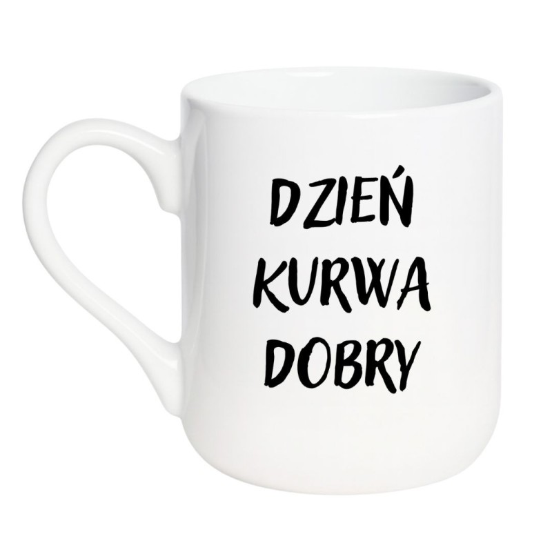 Kubek elegancki biały 330 ml z chamskim napisem – doskonały gadżet dla osób z dystansem.