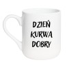 Kubek elegancki biały 330 ml z chamskim napisem – doskonały gadżet dla osób z dystansem.